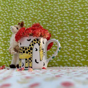 Whimsical Italian handpainted baby giraffe ceramic mug